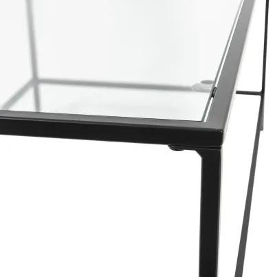 Arvi 44" Coffee Table in Clear Glass with Black Base