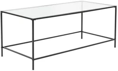 Arvi 44" Coffee Table in Clear Glass with Black Base