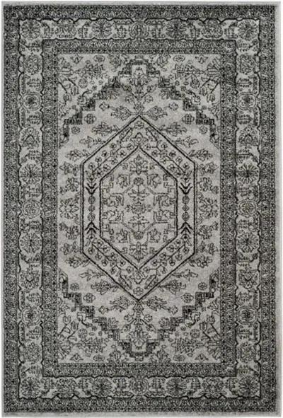 Adirondack Contemporary Silver / Black 2'-6" X 20' Powerloomed Rug