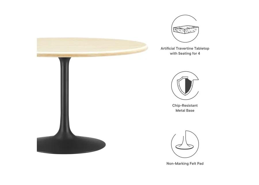 Lippa 48" Round Artificial Travertine  Dining Table