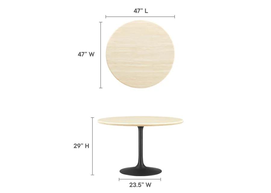 Lippa 48" Round Artificial Travertine  Dining Table