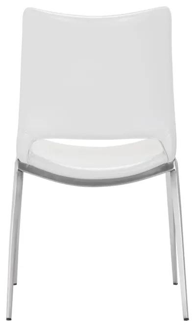 Ace Dining Chair (Set of 2) White & Silver