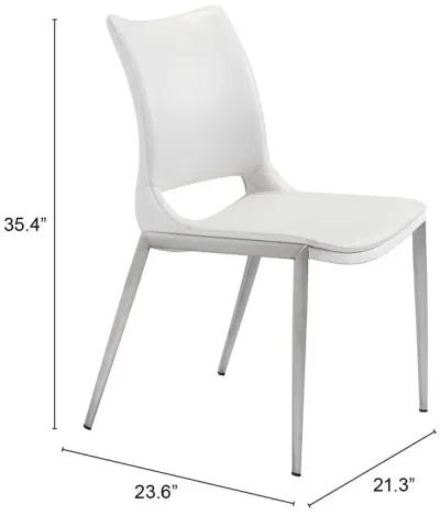 Ace Dining Chair (Set of 2) White & Silver