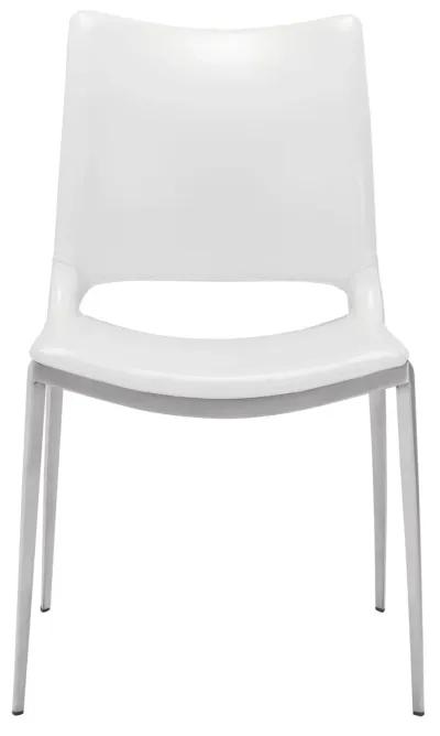 Ace Dining Chair (Set of 2) White & Silver