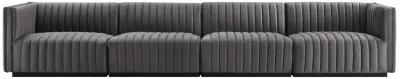 Conjure Channel Tufted Performance Velvet 4-Piece Sofa