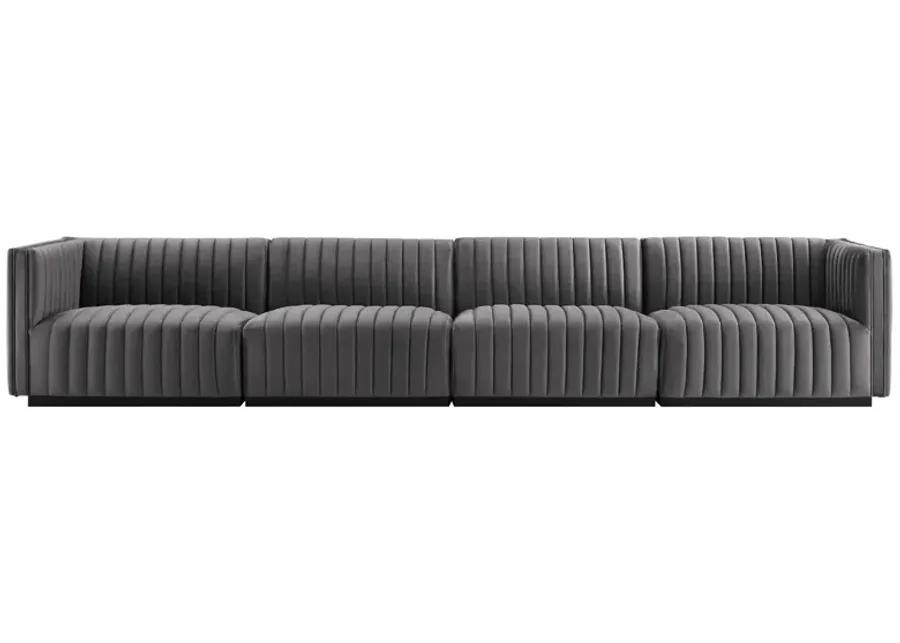 Conjure Channel Tufted Performance Velvet 4-Piece Sofa