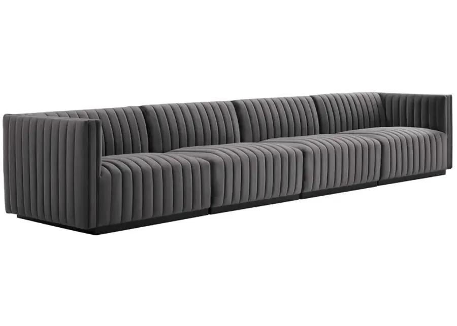 Conjure Channel Tufted Performance Velvet 4-Piece Sofa