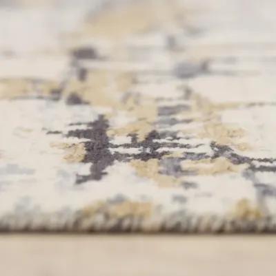 Bolero Beige/Gray Abstract NZ Wool/Tencel Blend 2'6" x 10' Runner Rug