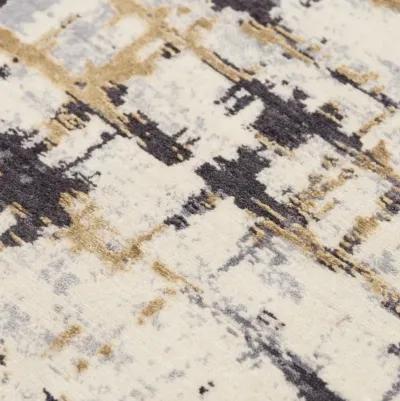 Bolero Beige/Gray Abstract NZ Wool/Tencel Blend 2'6" x 10' Runner Rug