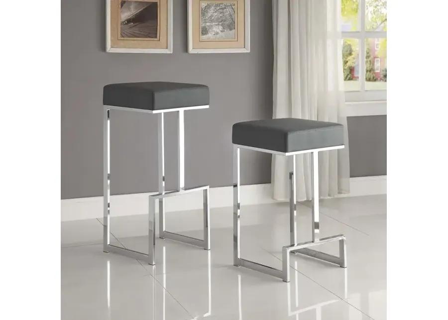 Gervase Square Bar Stool Grey and Chrome