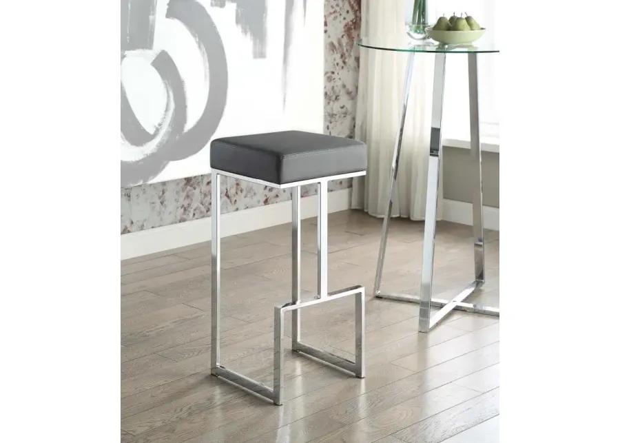 Gervase Square Bar Stool Grey and Chrome