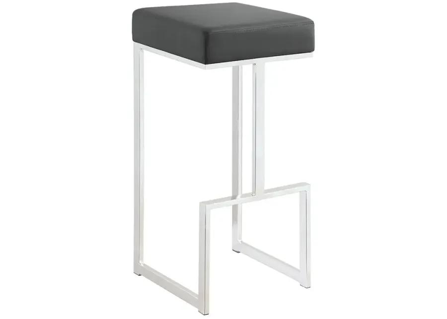 Gervase Square Bar Stool Grey and Chrome