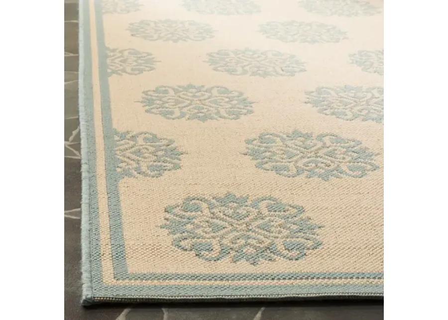 LINDEN 181 Collection LND181L-6SQ Cream / Aqua 6'-7" X 6'-7" Square