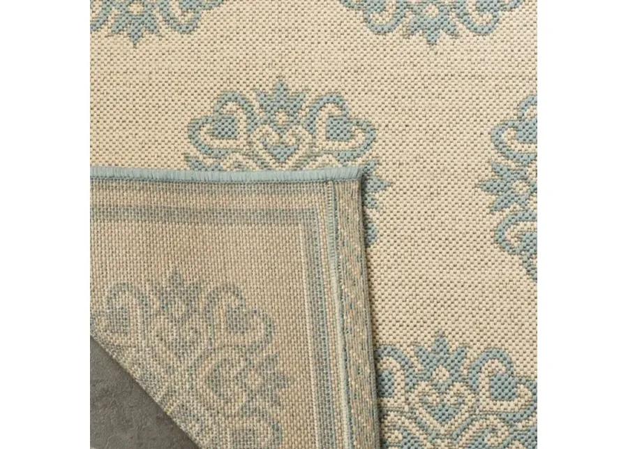 LINDEN 181 Collection LND181L-6SQ Cream / Aqua 6'-7" X 6'-7" Square