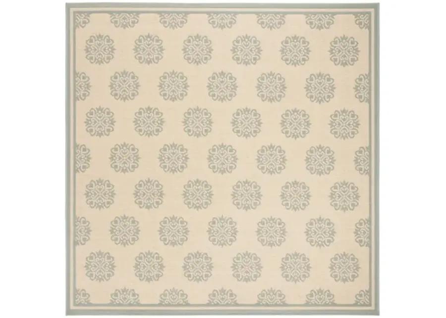 LINDEN 181 Collection LND181L-6SQ Cream / Aqua 6'-7" X 6'-7" Square