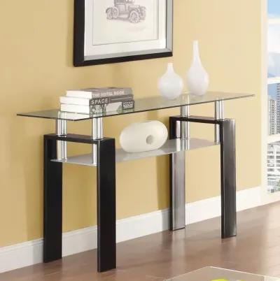 Dyer Tempered Glass Sofa Table with Shelf Black