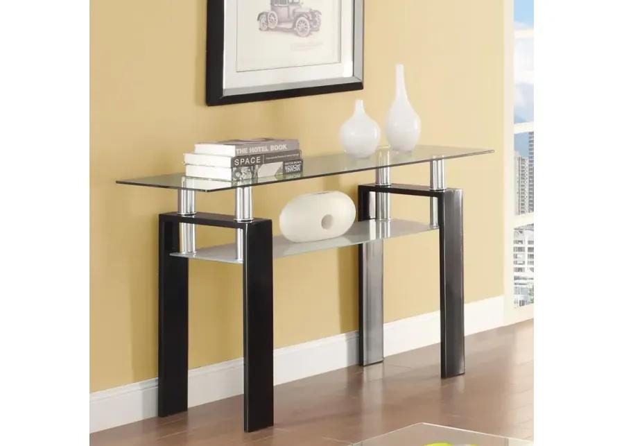 Dyer Tempered Glass Sofa Table with Shelf Black