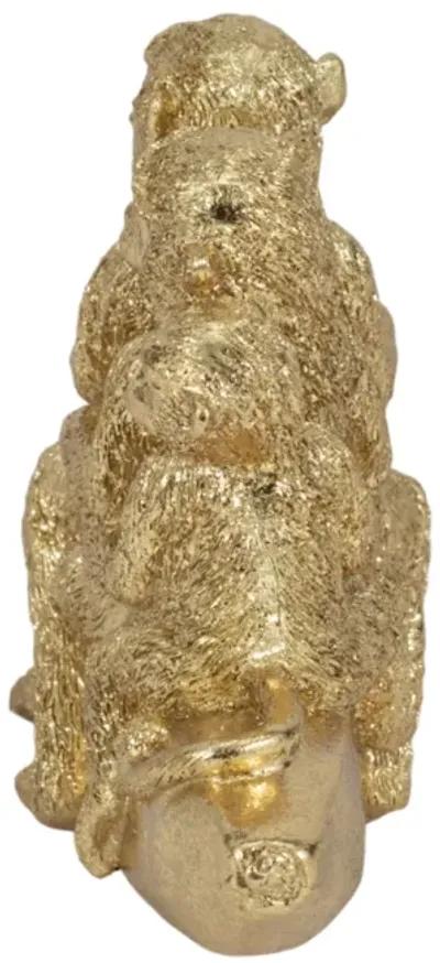 8" Three Monkeys On Banana, Gold