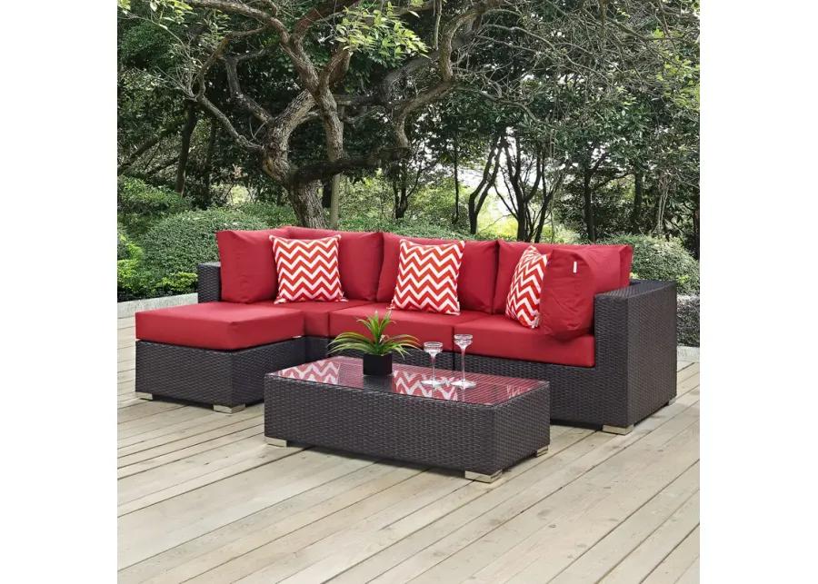 Convene 5 Piece Outdoor Patio Sectional Set