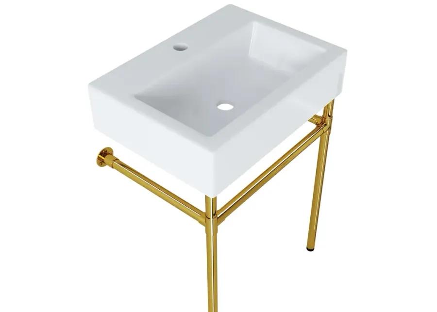 Redeem 24" Wall-Mount Gold Stainless Steel Bathroom Vanity