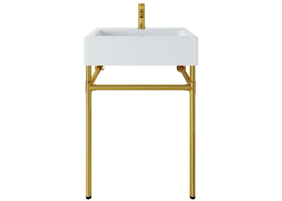 Redeem 24" Wall-Mount Gold Stainless Steel Bathroom Vanity