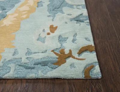 Vogue Aqua  Abstract Wool 10' x 13' Rectangle Rug