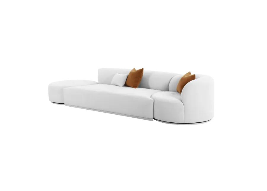 Fickle Grey Velvet 3-Piece Chaise Modular Sofa