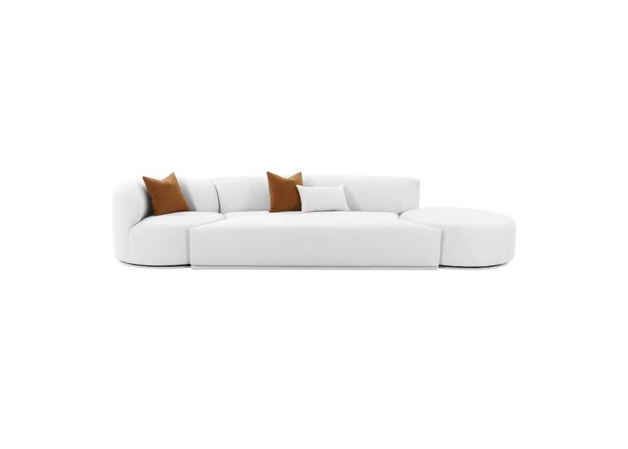 Fickle Grey Velvet 3-Piece Chaise Modular Sofa