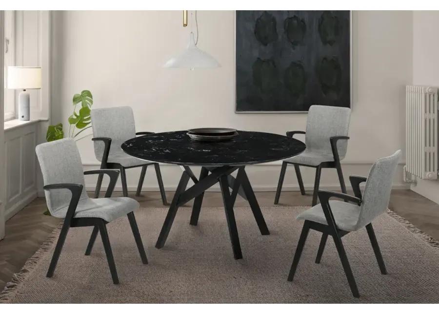 Venus and Varde 5 Piece Black Marble Round Dining Set