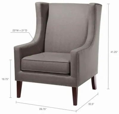 Madison Park Barton Dark Gray Wing Chair