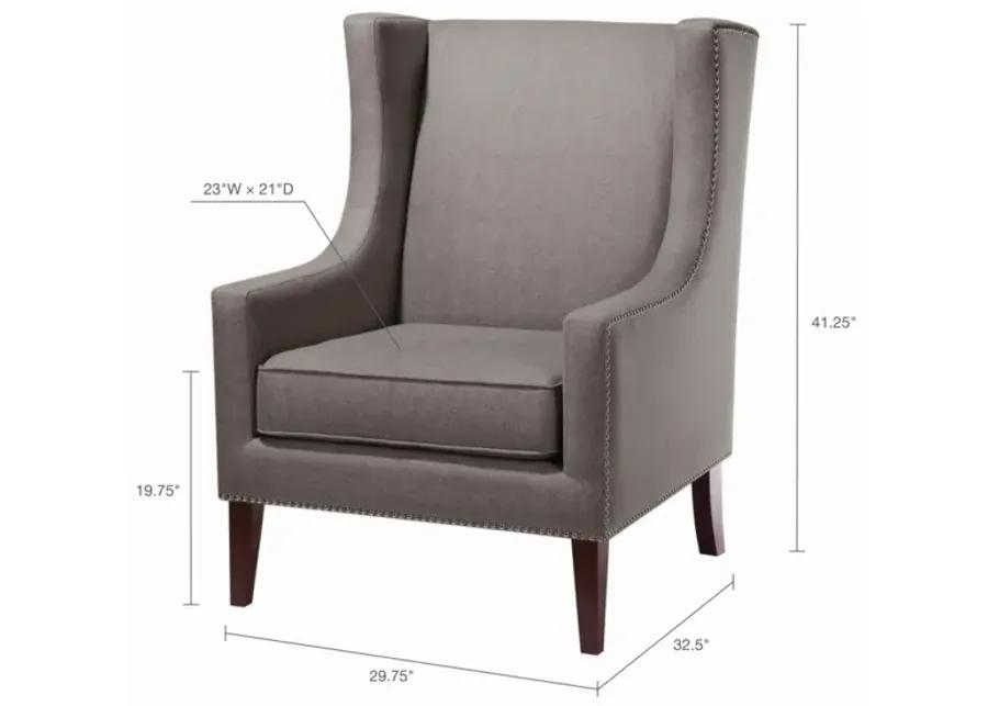 Madison Park Barton Dark Gray Wing Chair