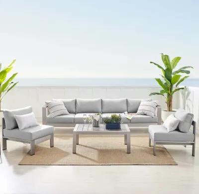 Shore Sunbrella® Fabric Outdoor Patio Aluminum 5 Piece Sectional Sofa Set