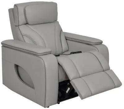 Octavia Zero Gravity Power Recliner with Heat and Massage in Silver and Gray Leather