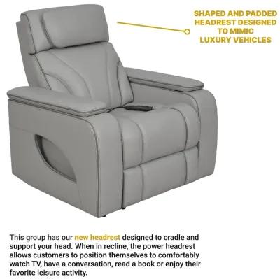 Octavia Zero Gravity Power Recliner with Heat and Massage in Silver and Gray Leather