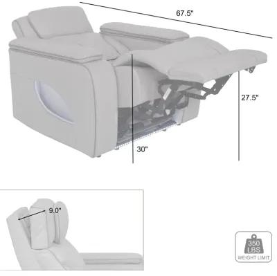 Octavia Zero Gravity Power Recliner with Heat and Massage in Silver and Gray Leather