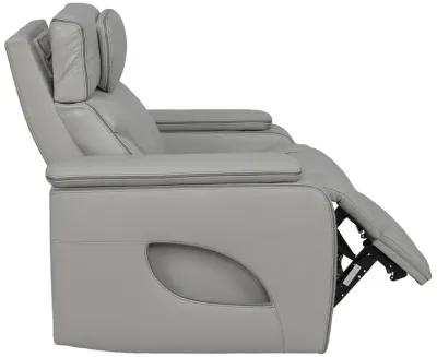 Octavia Zero Gravity Power Recliner with Heat and Massage in Silver and Gray Leather