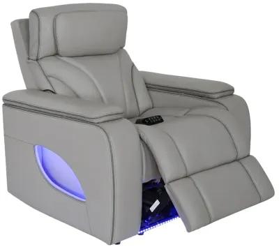 Octavia Zero Gravity Power Recliner with Heat and Massage in Silver and Gray Leather