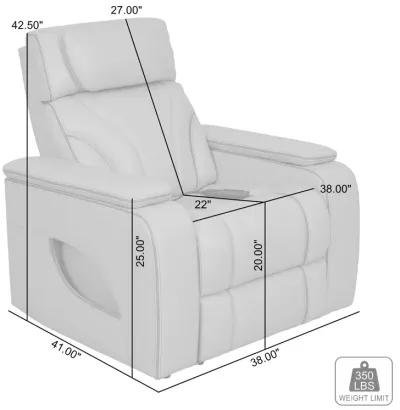 Octavia Zero Gravity Power Recliner with Heat and Massage in Silver and Gray Leather