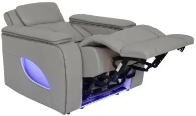 Octavia Zero Gravity Power Recliner with Heat and Massage in Silver and Gray Leather