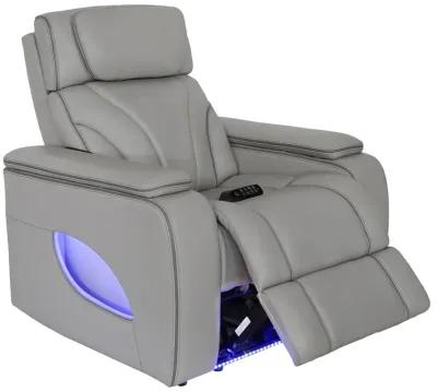 Octavia Zero Gravity Power Recliner with Heat and Massage in Silver and Gray Leather