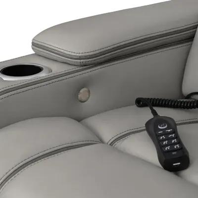 Octavia Zero Gravity Power Recliner with Heat and Massage in Silver and Gray Leather