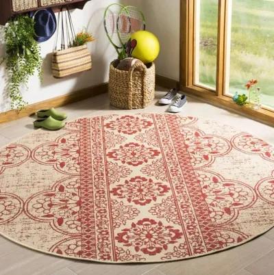 LINDEN 174 Collection LND174Q-6R Red / Creme 6'-7" X 6'-7" Round