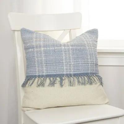 Color Block Natural/ Blue Pillow