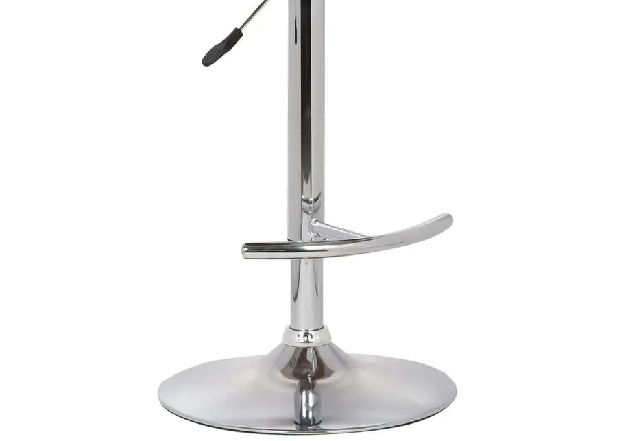 Butterfly Adjustable Height Swivel Black Faux Leather and Walnut Wood Bar Stool with Chrome Base 