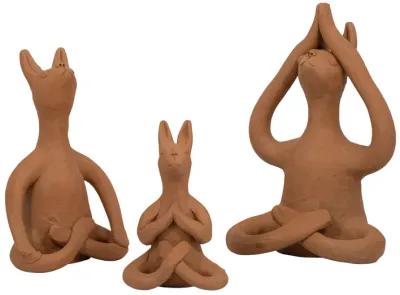 Terracotta, 10" Salutation Yoga Bunny, Natural