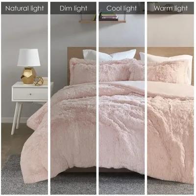 Intelligent Design Malea Blush Shaggy Fur Duvet Cover Set