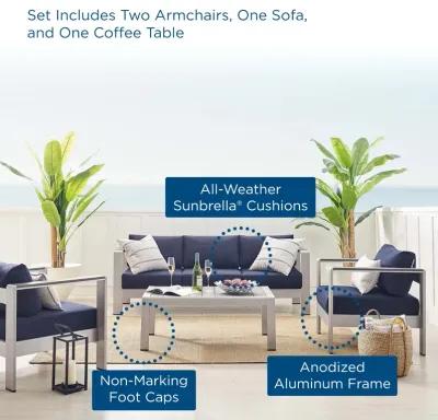 Shore Sunbrella® Fabric Outdoor Patio Aluminum 4 Piece Set