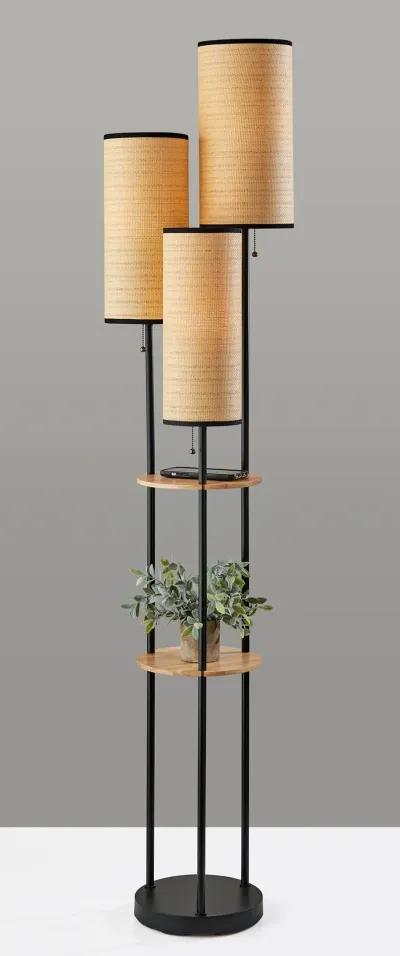 Trio Floor Lamp- Black and Antique Brass