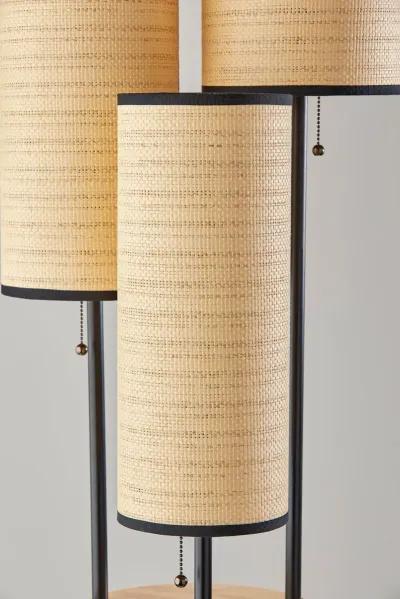 Trio Floor Lamp- Black and Antique Brass