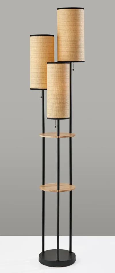 Trio Floor Lamp- Black and Antique Brass